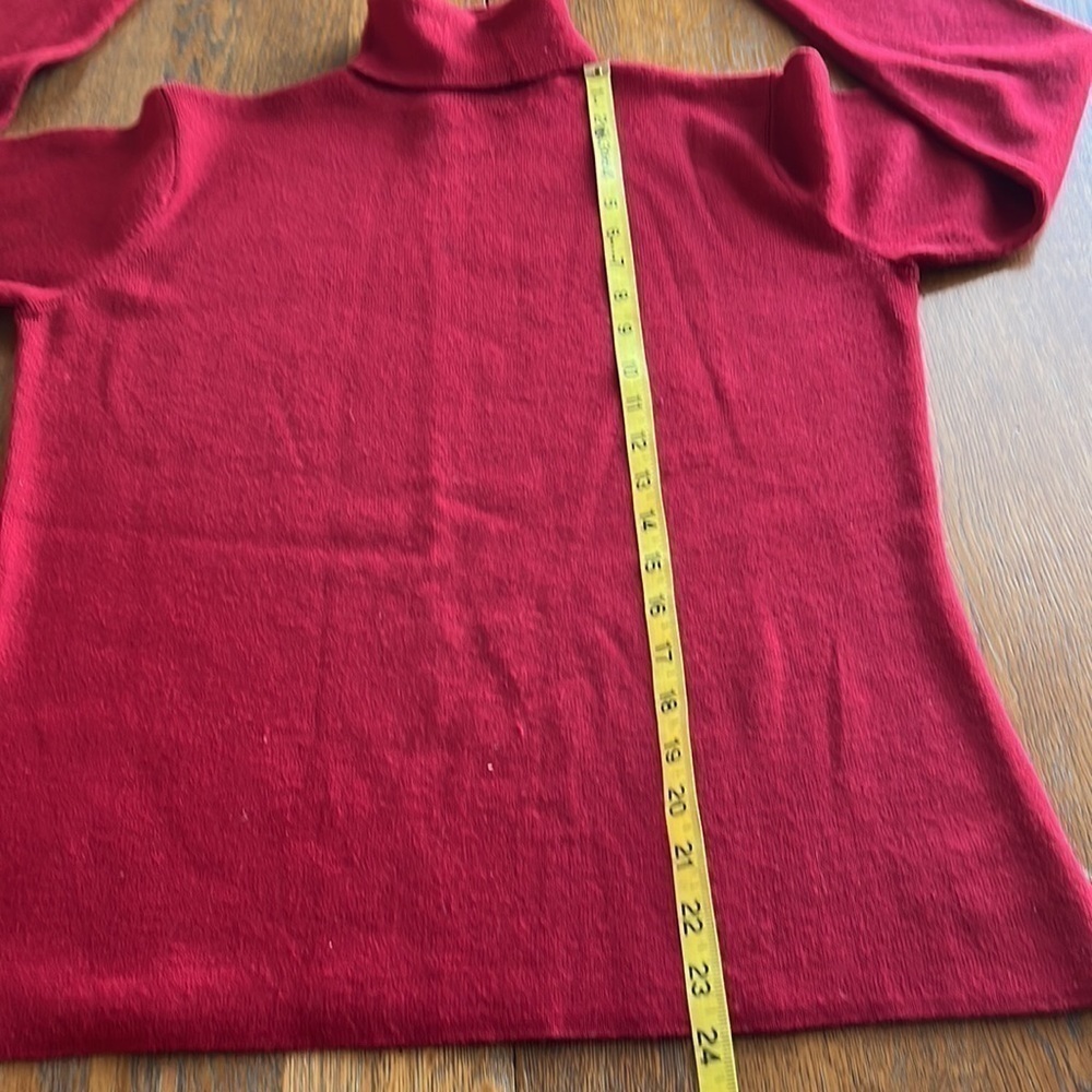 Eddie Bauer Wool Blend Turtle Neck Size Large Red - image 7